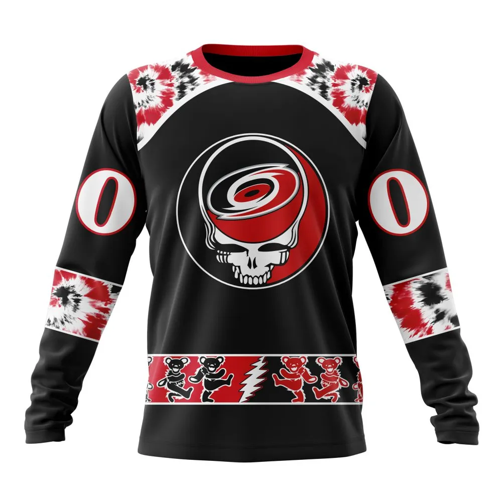 NHL Carolina Hurricanes Special Grateful Dead Design St2301 Long Sleeved Sweatshirt 