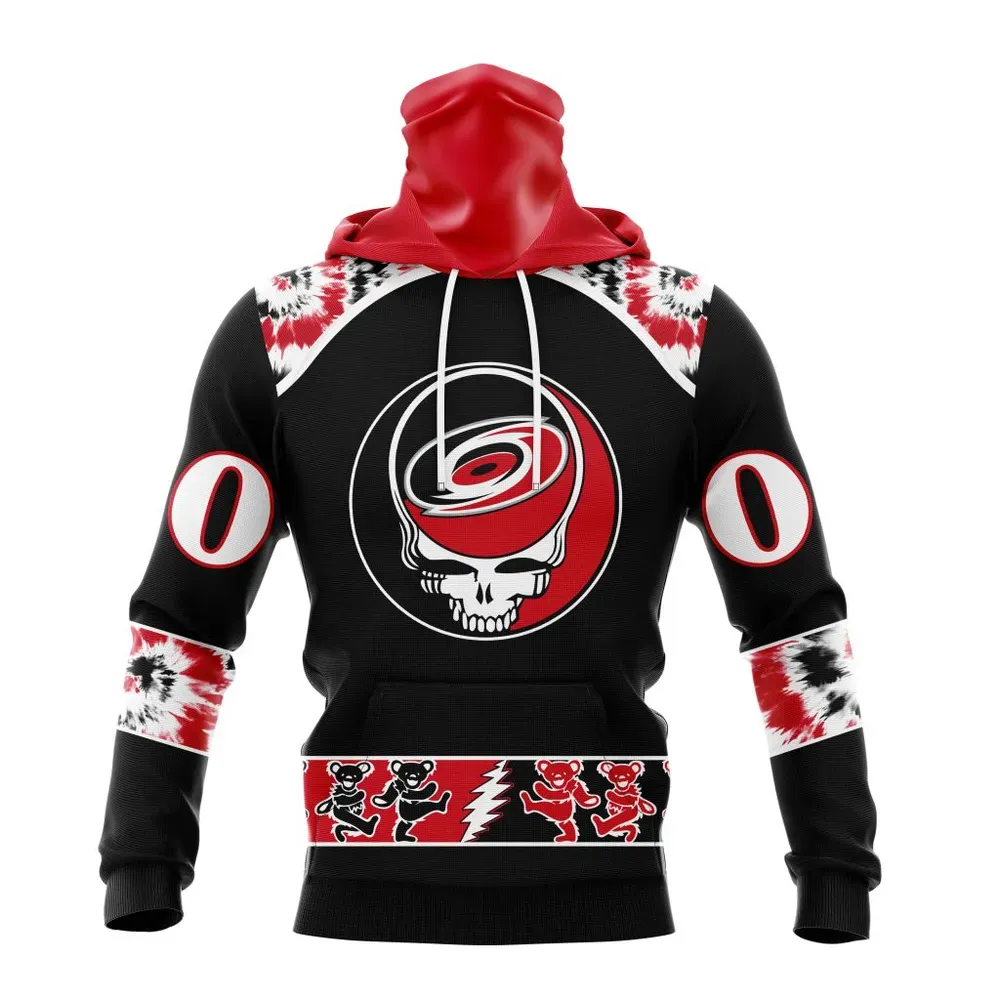 NHL Carolina Hurricanes Special Grateful Dead Design St2301 Mask Hoodie