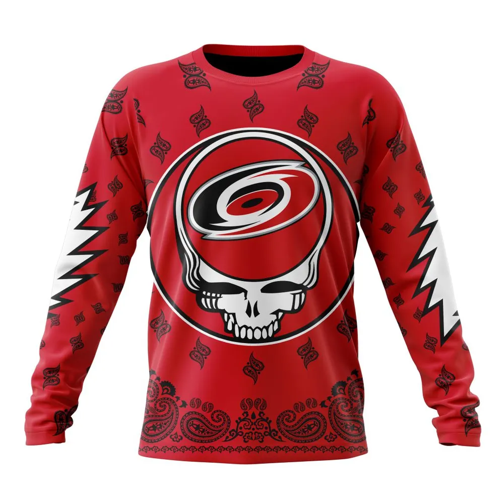 NHL Carolina Hurricanes Special Grateful Dead Design St2303 Long Sleeved Sweatshirt 