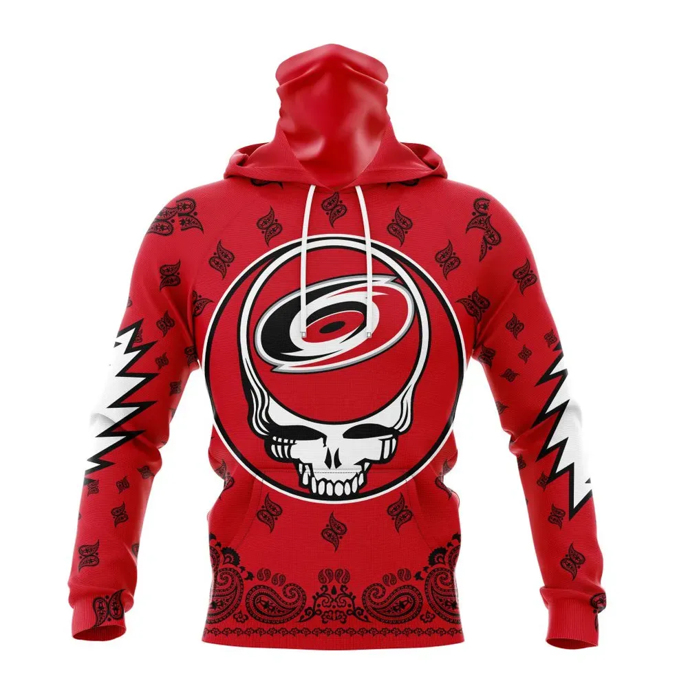 NHL Carolina Hurricanes Special Grateful Dead Design St2303 Mask Hoodie