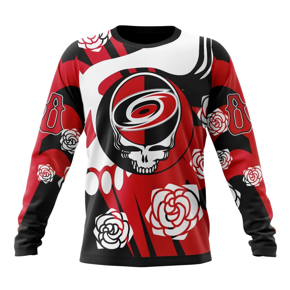 NHL Carolina Hurricanes Special Grateful Dead Design St2305 Long Sleeved Sweatshirt 