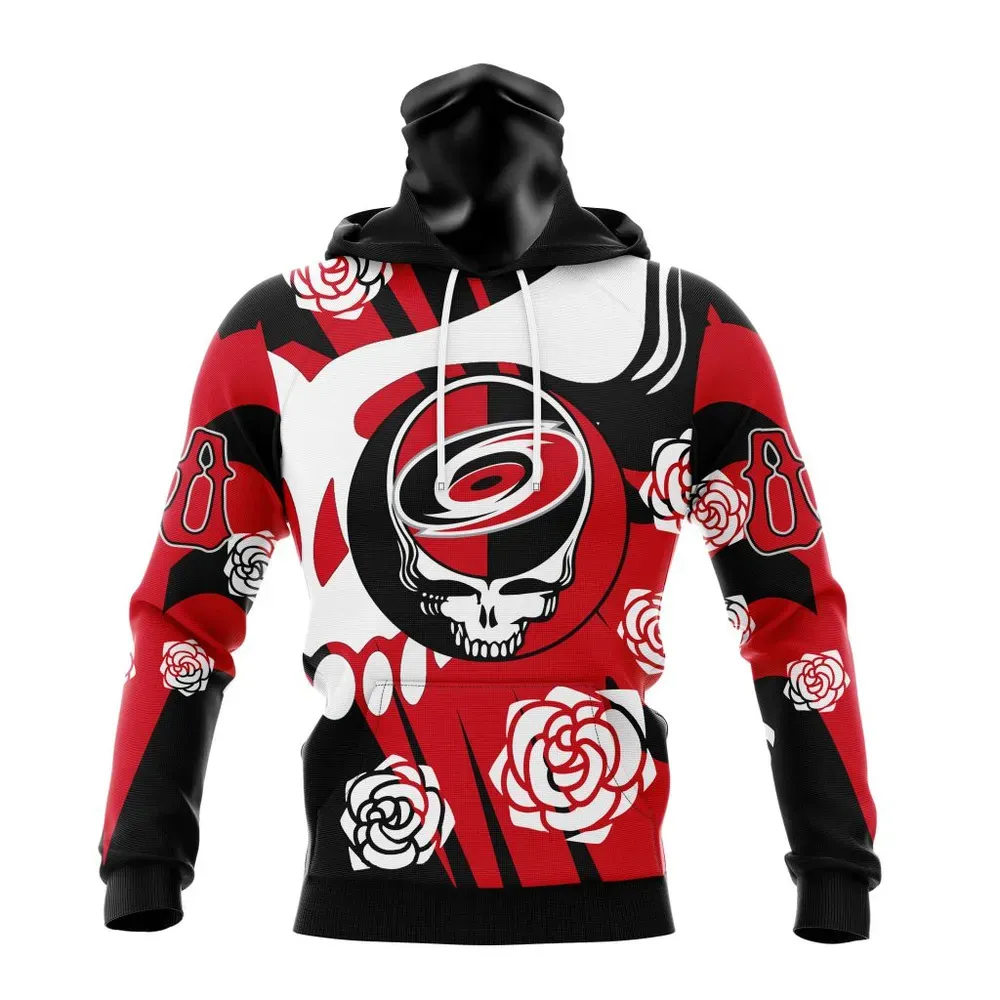 NHL Carolina Hurricanes Special Grateful Dead Design St2305 Mask Hoodie