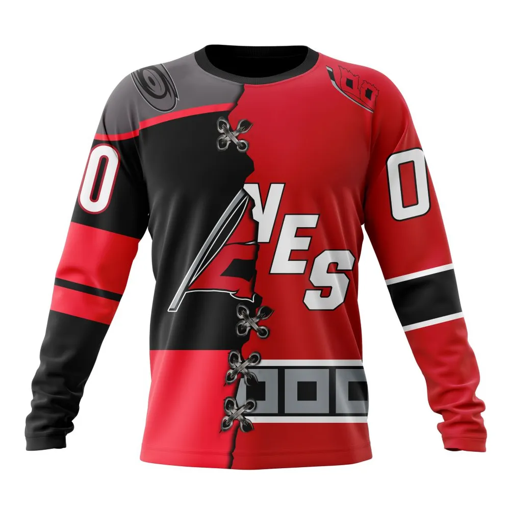 NHL Carolina Hurricanes Special Home Mix Reverse Retro Personalized Kits Long Sleeved Sweatshirt 