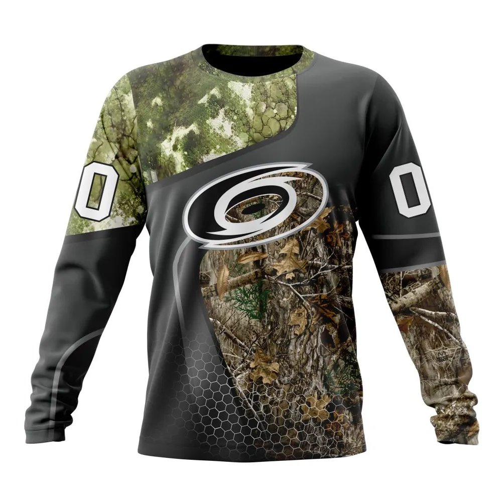 NHL Carolina Hurricanes Special Hunting Camo Design St2302 Long Sleeved Sweatshirt 