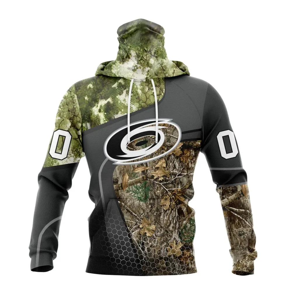 NHL Carolina Hurricanes Special Hunting Camo Design St2302 Mask Hoodie