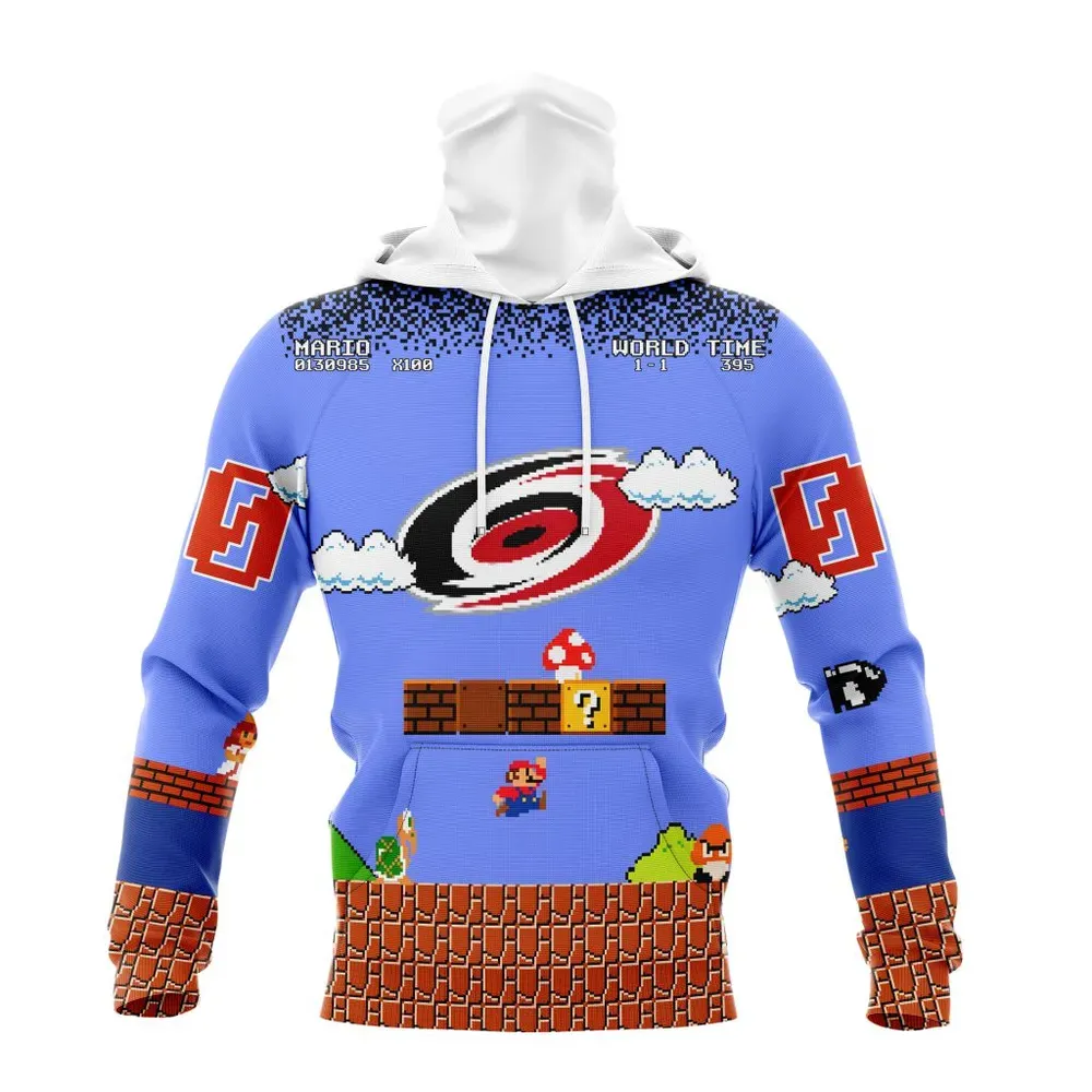 NHL Carolina Hurricanes Special Kits With Super Mario Game Design Mask Hoodie