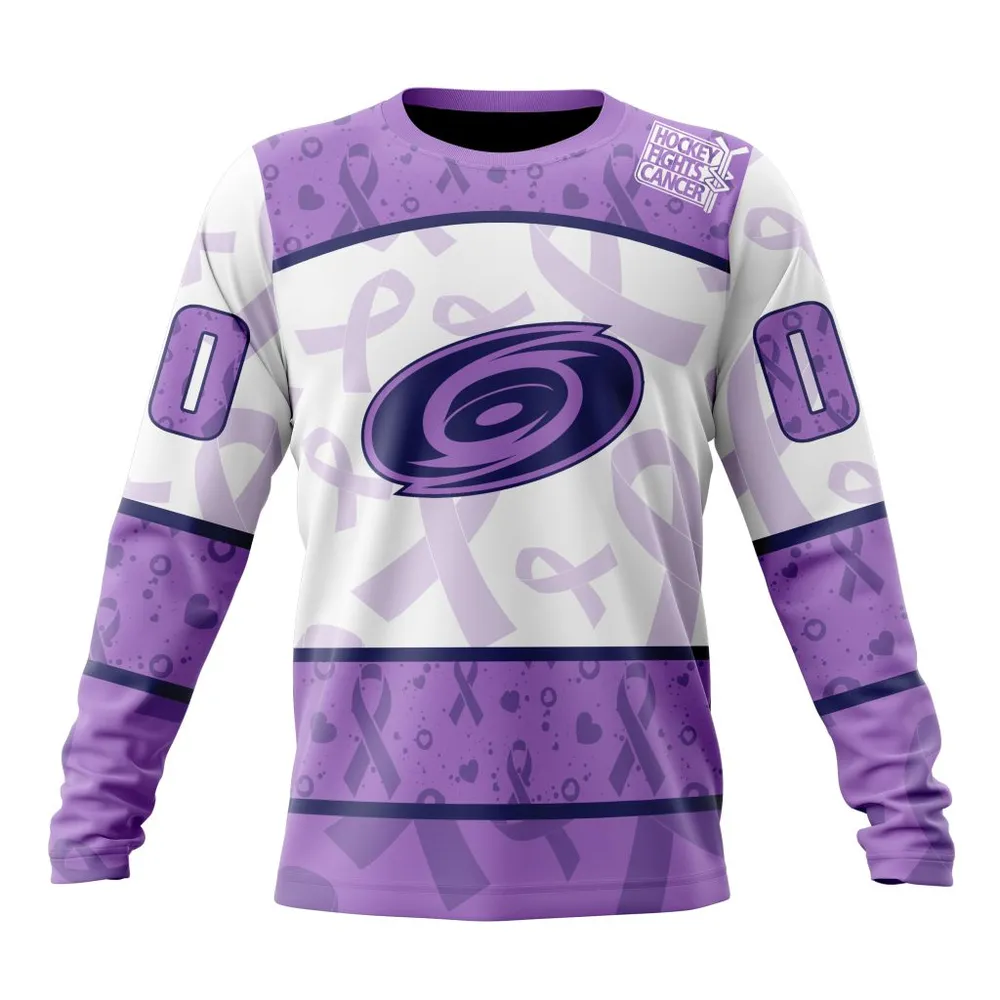 NHL Carolina Hurricanes Special Lavender Fight Cancer St2201 Long Sleeved Sweatshirt 