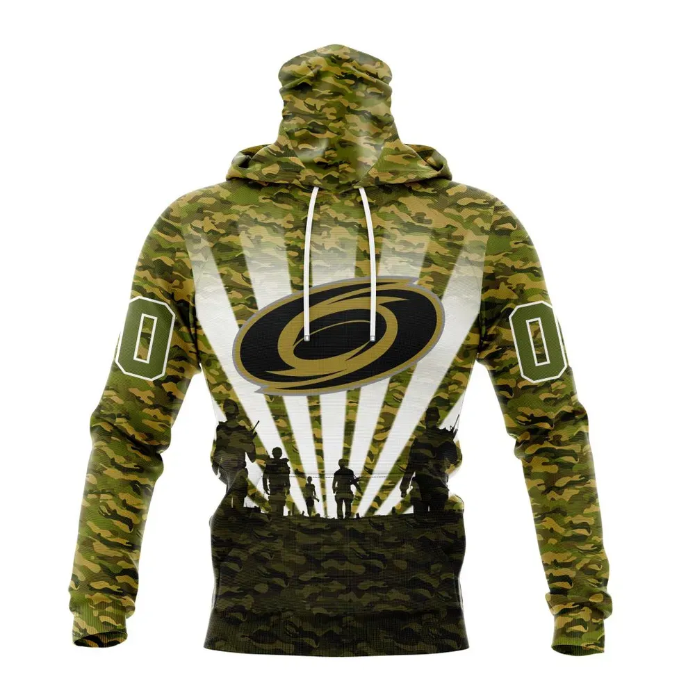 NHL Carolina Hurricanes Special Military Camo Kits For Veterans Day And Rememberance Day St2201 Mask Hoodie