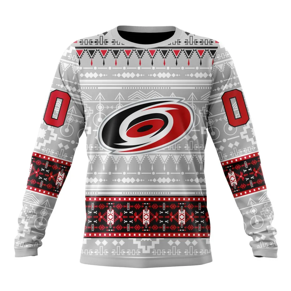 NHL Carolina Hurricanes Special Native Design St2302 Long Sleeved Sweatshirt 