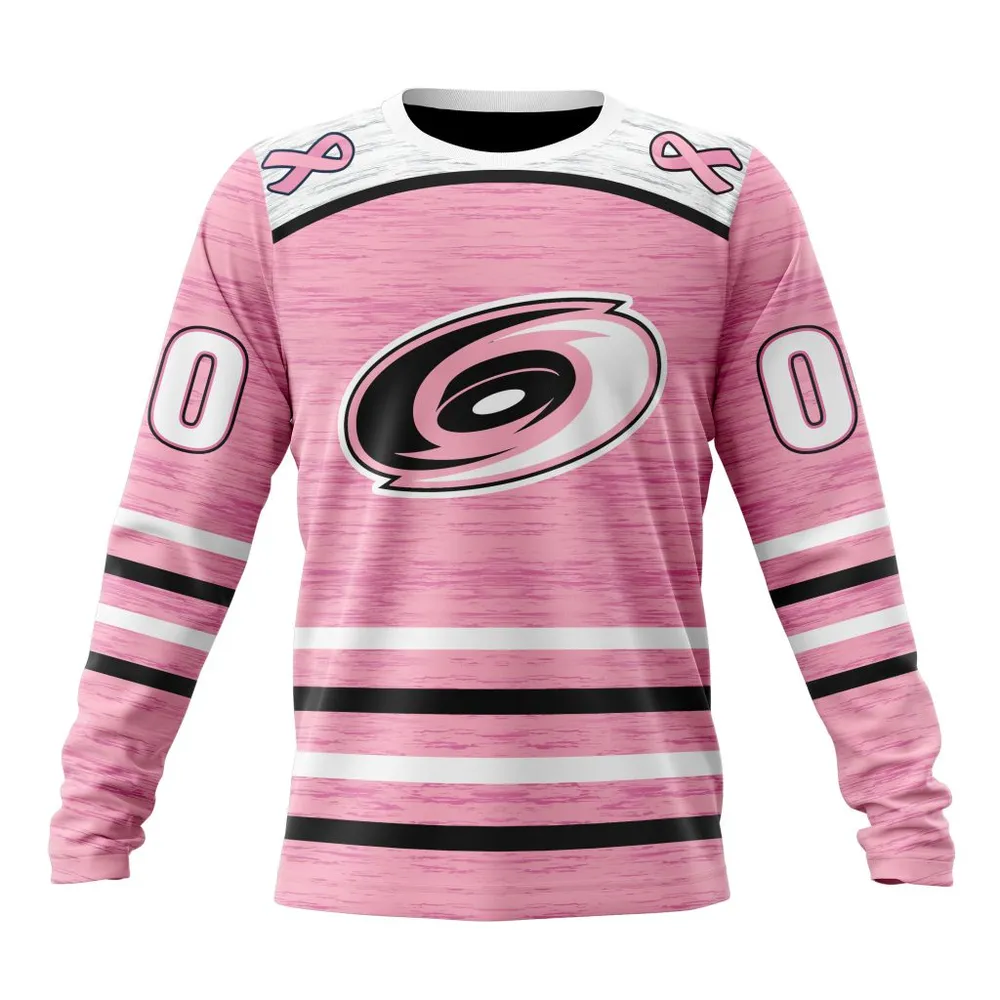 NHL Carolina Hurricanes Special Pink Fight Breast Cancer Design St2304 Long Sleeved Sweatshirt 