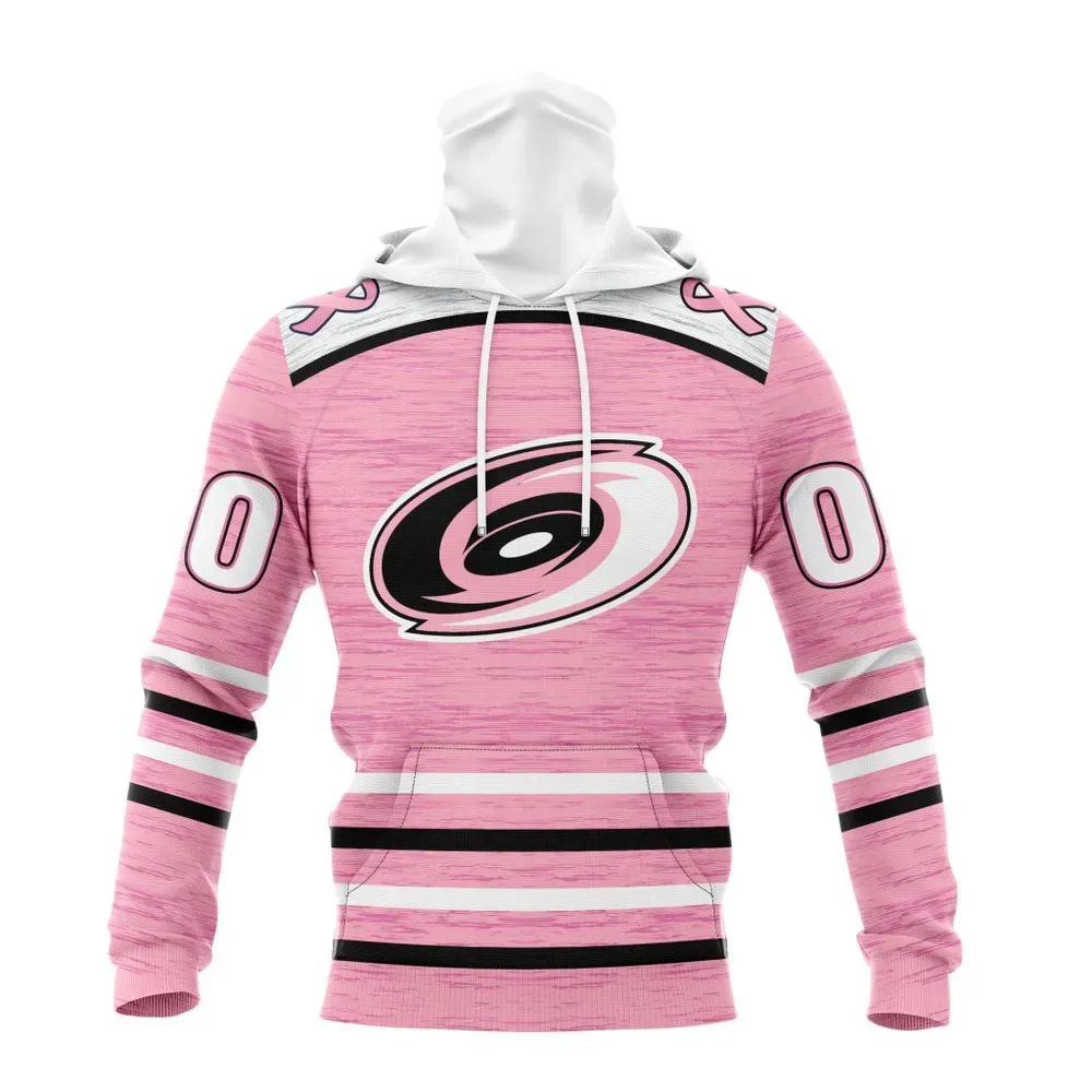 NHL Carolina Hurricanes Special Pink Fight Breast Cancer Design St2304 Mask Hoodie