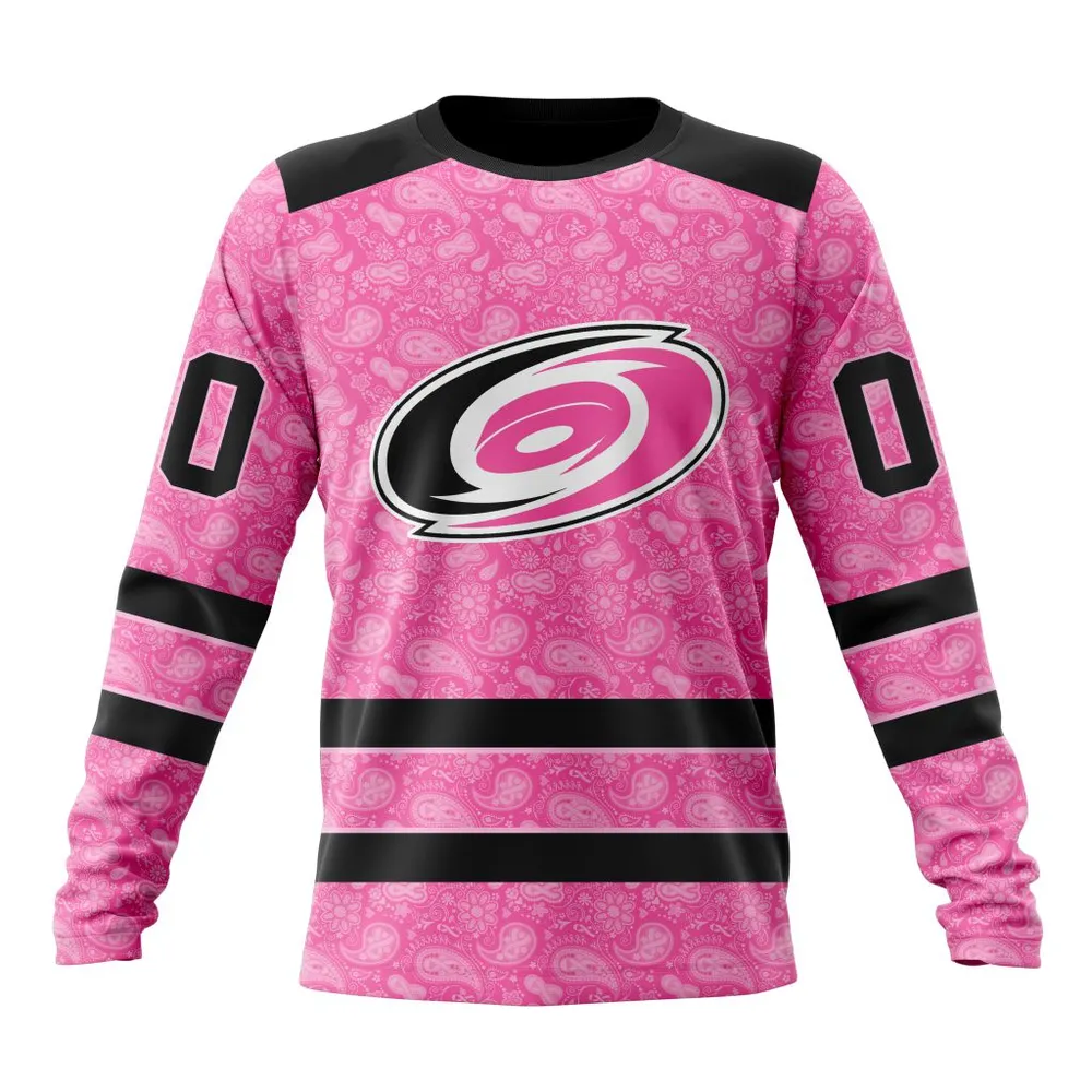 NHL Carolina Hurricanes Special Pink Fight Breast Cancer St2306 Long Sleeved Sweatshirt 