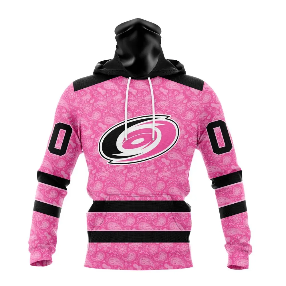 NHL Carolina Hurricanes Special Pink Fight Breast Cancer St2306 Mask Hoodie