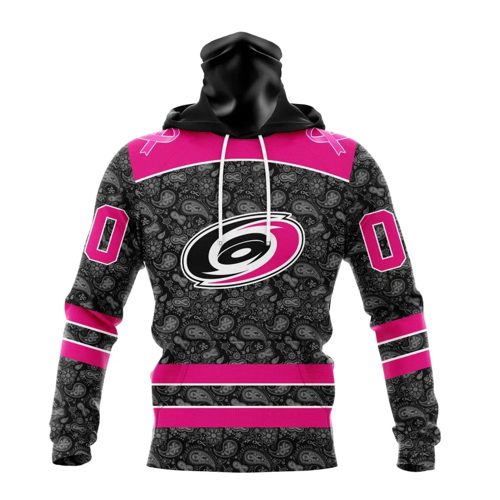 NHL Carolina Hurricanes Special Pink In The Rink Fight Breast Cancer St2301 Mask Hoodie