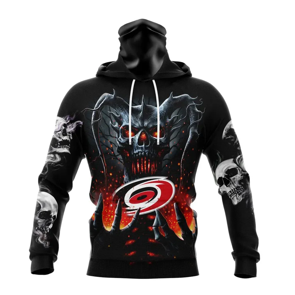 NHL Carolina Hurricanes Special Skull Art Design St2301 Mask Hoodie