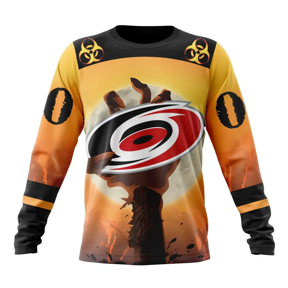 NHL Carolina Hurricanes Special Zombie Design For Halloween St2305 Long Sleeved Sweatshirt 