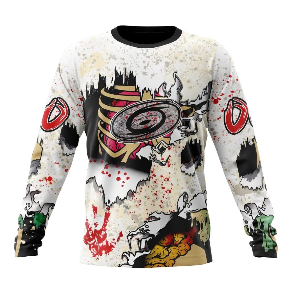 NHL Carolina Hurricanes Special Zombie Style For Halloween St2304 Long Sleeved Sweatshirt 