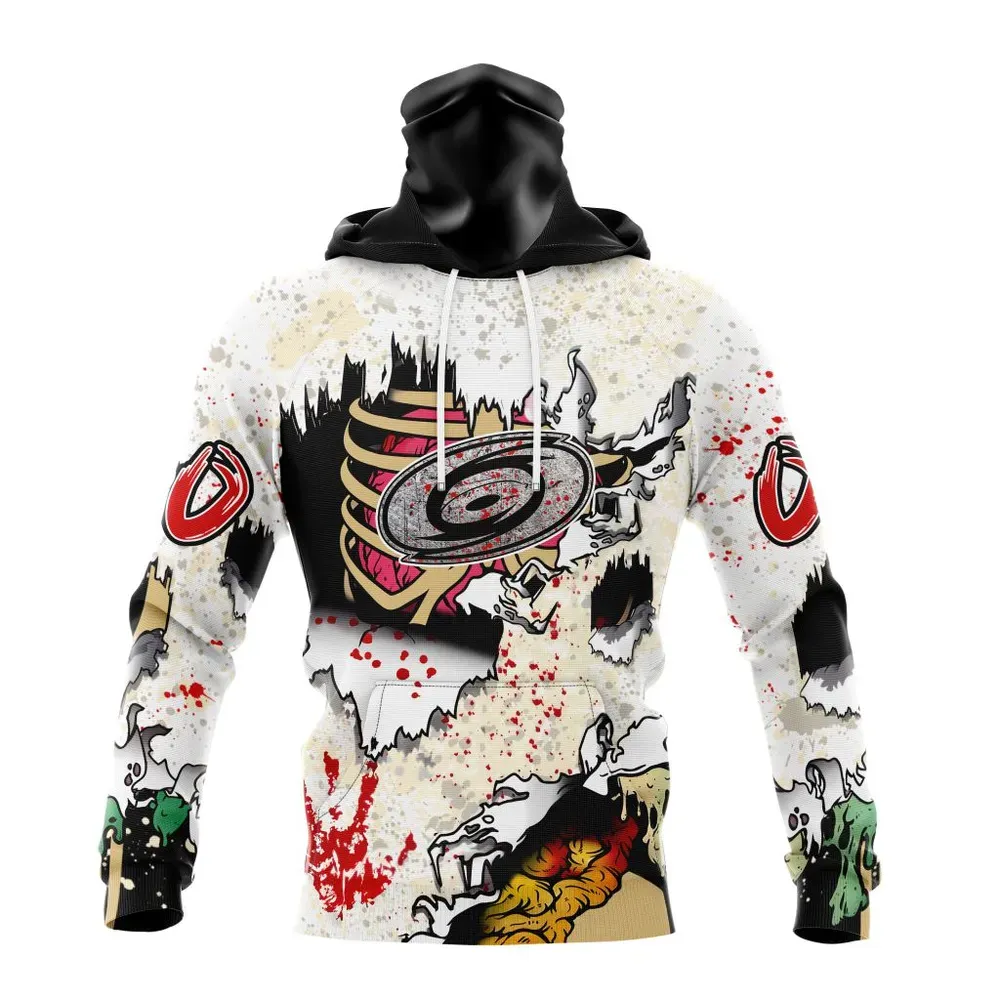 NHL Carolina Hurricanes Special Zombie Style For Halloween St2304 Mask Hoodie