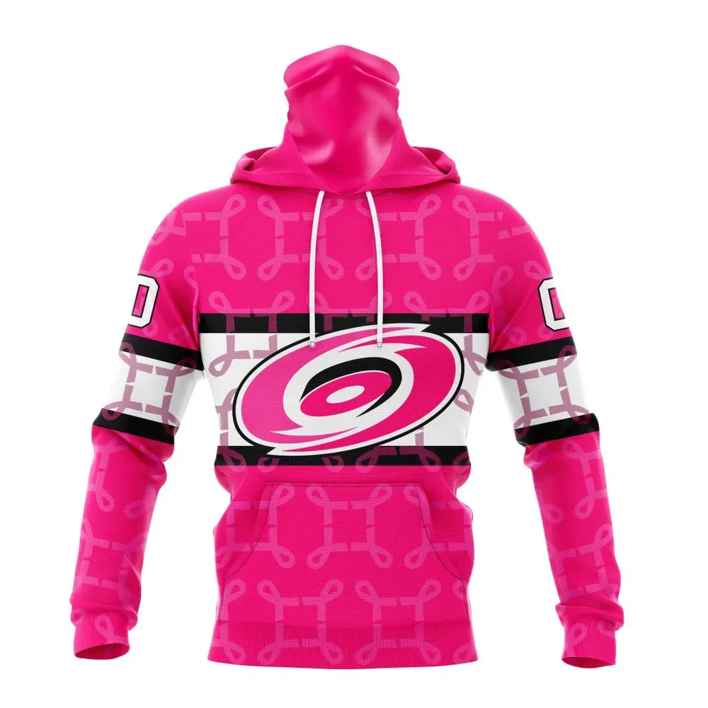 NHL Carolina Hurricanes | Specialized Design I Pink I Can! In October We Wear Pink Breast Cancer Mask Hoodie