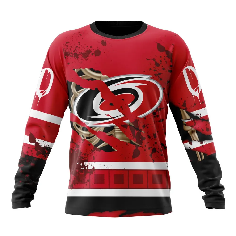 NHL Carolina Hurricanes | Specialized Design Jersey With Your Ribs For Halloween Long Sleeved Sweatshirt 