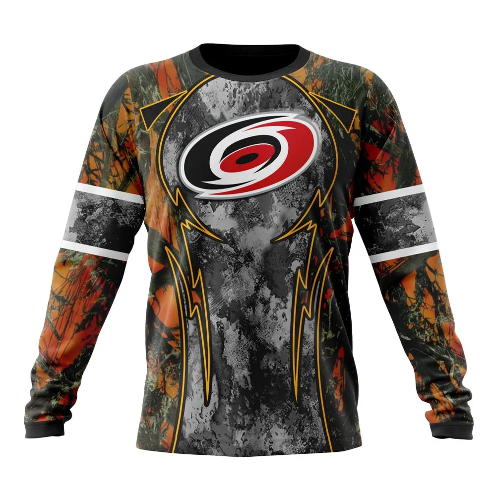 NHL Carolina Hurricanes | Specialized Design Wih Camo Concepts For Hungting In Forest Long Sleeved Sweatshirt 