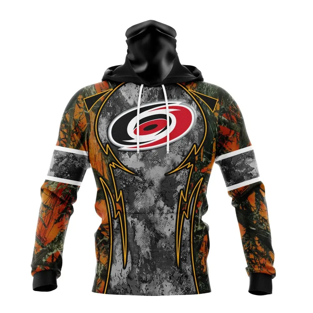 NHL Carolina Hurricanes | Specialized Design Wih Camo Concepts For Hungting In Forest Mask Hoodie