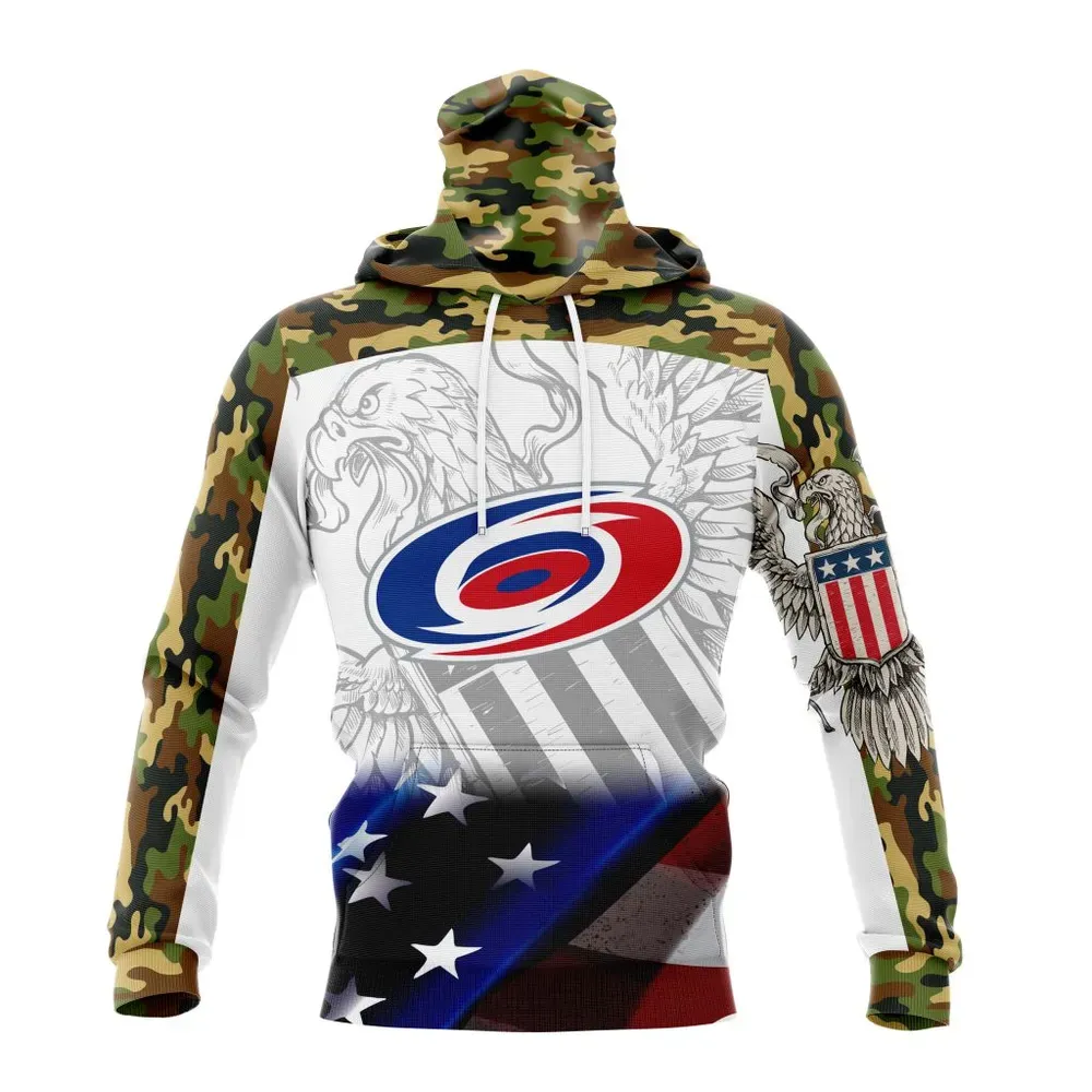 NHL Carolina Hurricanes | Specialized Design With Our America Flag And Our America Eagle Mask Hoodie