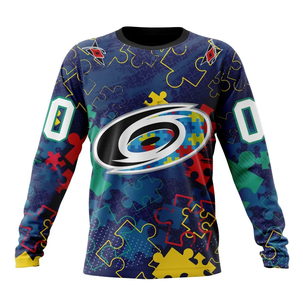 NHL Carolina Hurricanes | Specialized Fearless Aganst Autism Long Sleeved Sweatshirt 