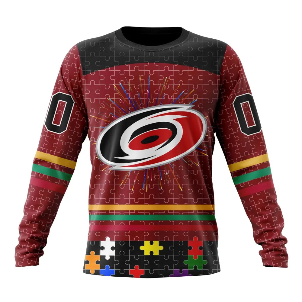 NHL Carolina Hurricanes | Specialized Fearless Aganst Autism V0122 Long Sleeved Sweatshirt 