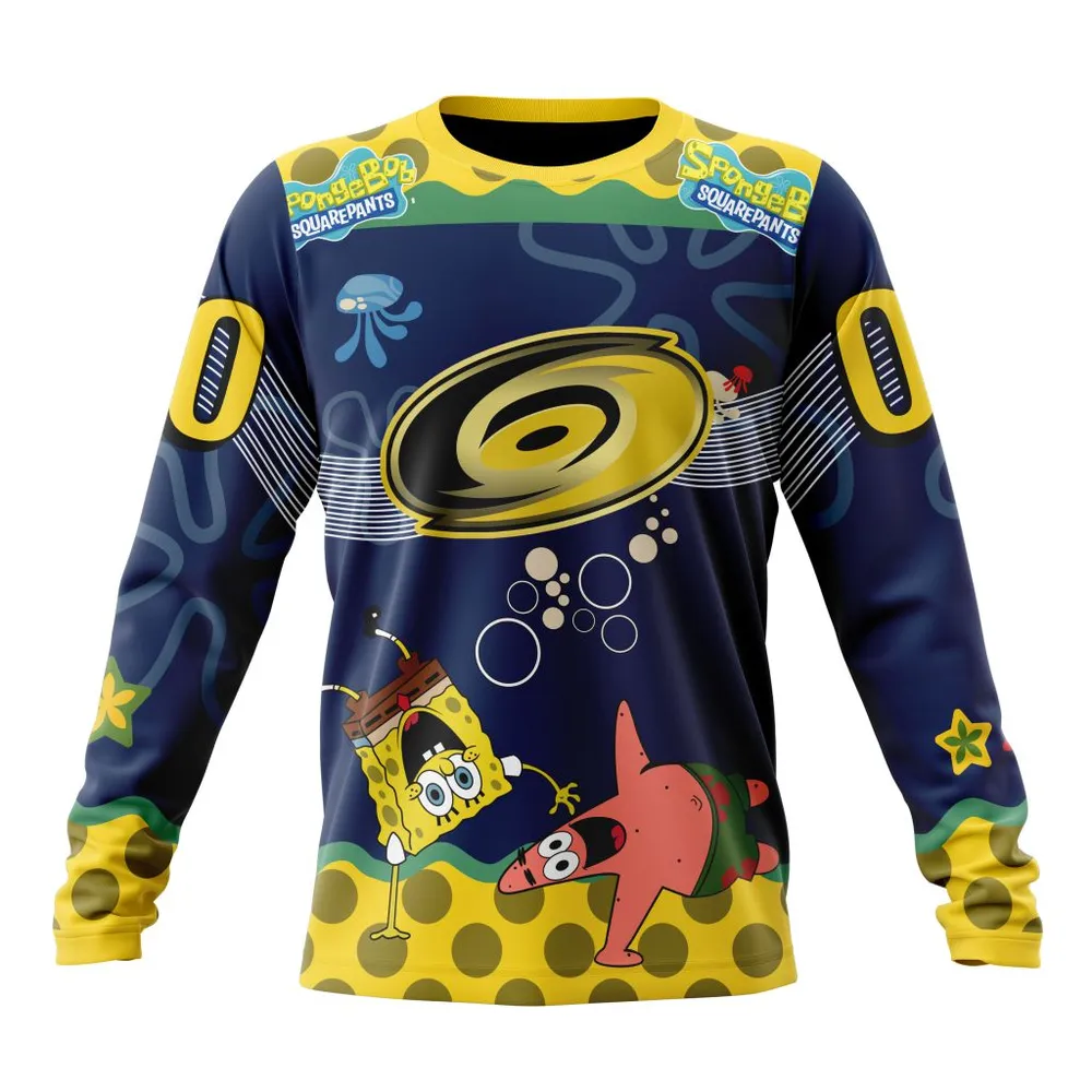 NHL Carolina Hurricanes | Specialized Jersey With Spongebob Long Sleeved Sweatshirt 