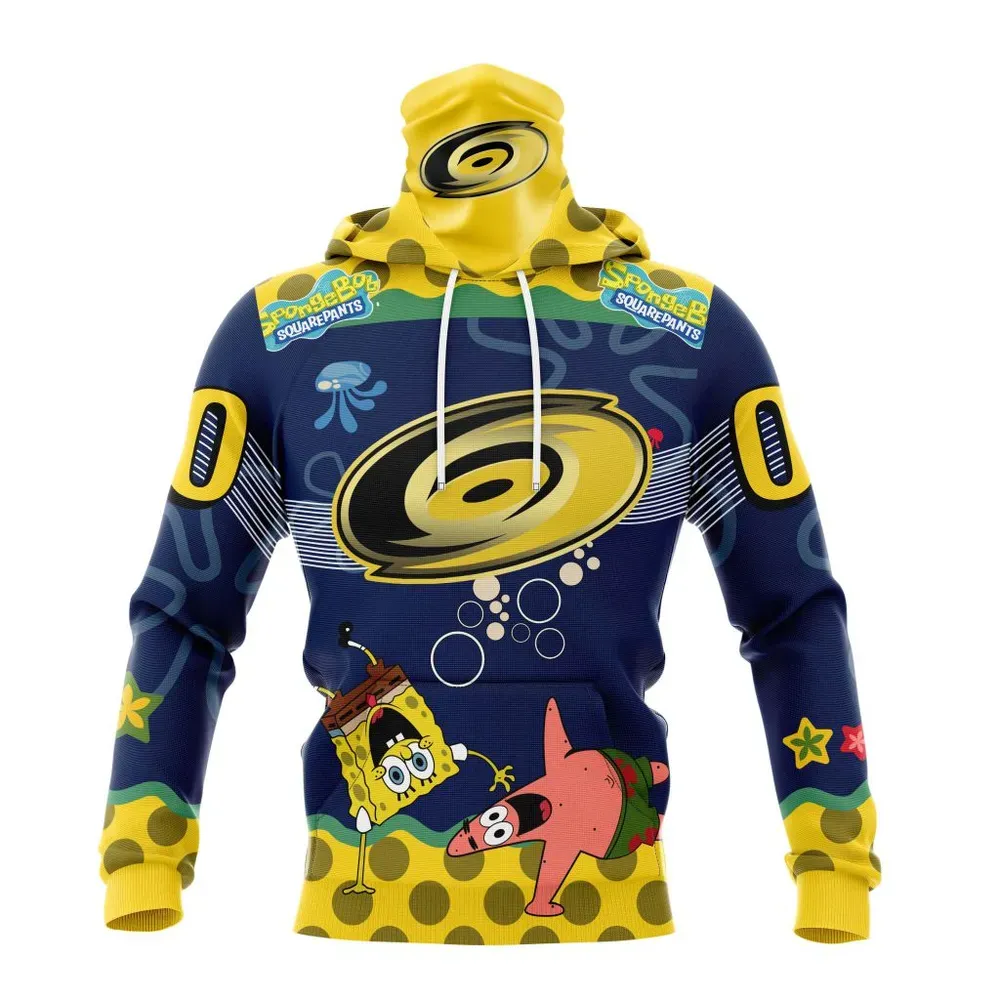 NHL Carolina Hurricanes | Specialized Jersey With Spongebob Mask Hoodie