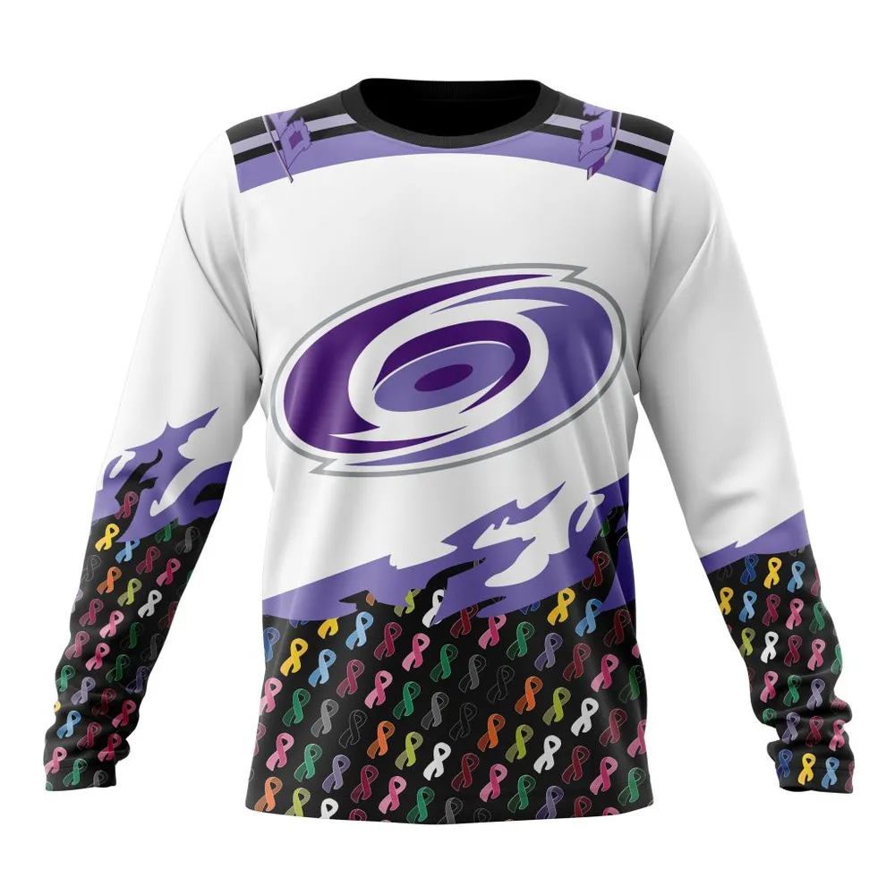 NHL Carolina Hurricanes | Specialized Kits In October We Stand Together We Can Beat Cancer Long Sleeved Sweatshirt 