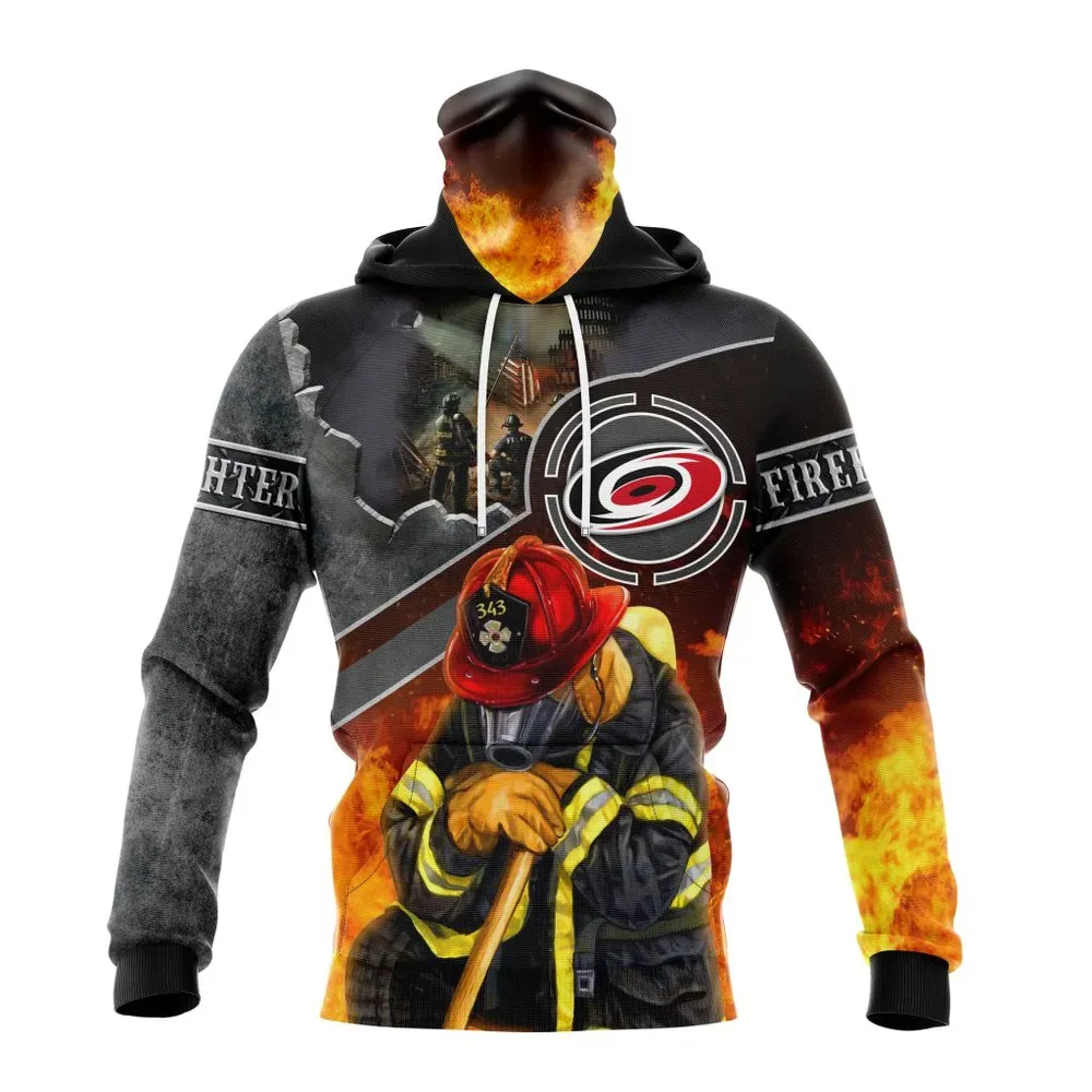 NHL Carolina Hurricanes | Specialized Kits To Honor Firefighter In Patriot Day We Will Never Forget Mask Hoodie