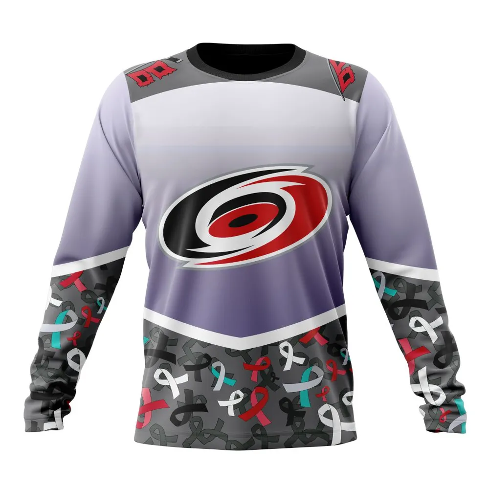 NHL Carolina Hurricanes | Specialized Sport Fights Again All Cancer V0122 Long Sleeved Sweatshirt 