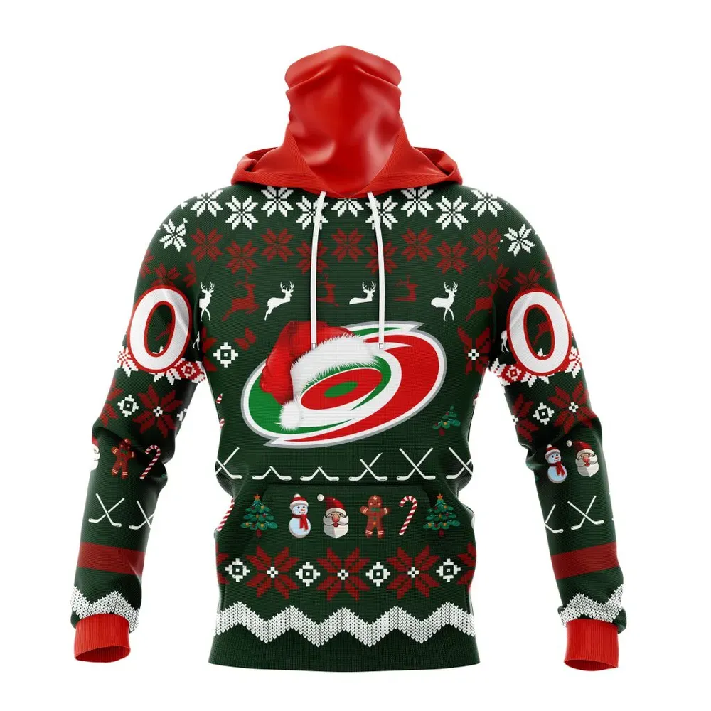 NHL Carolina Hurricanes | Specialized Unisex Christmas Is Coming Mask Hoodie