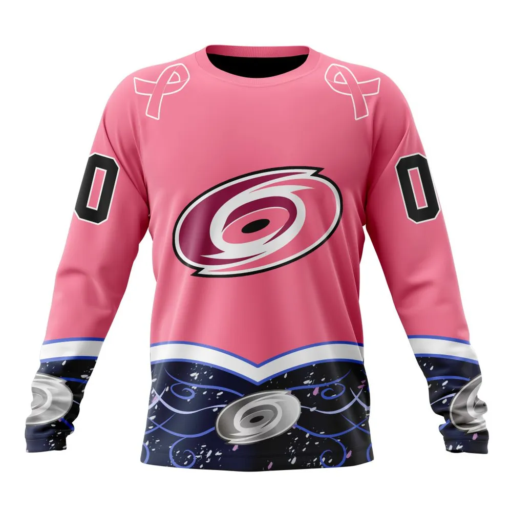 NHL Carolina Hurricanes | Specialized Unisex For Hockey Fights Cancer Long Sleeved Sweatshirt 