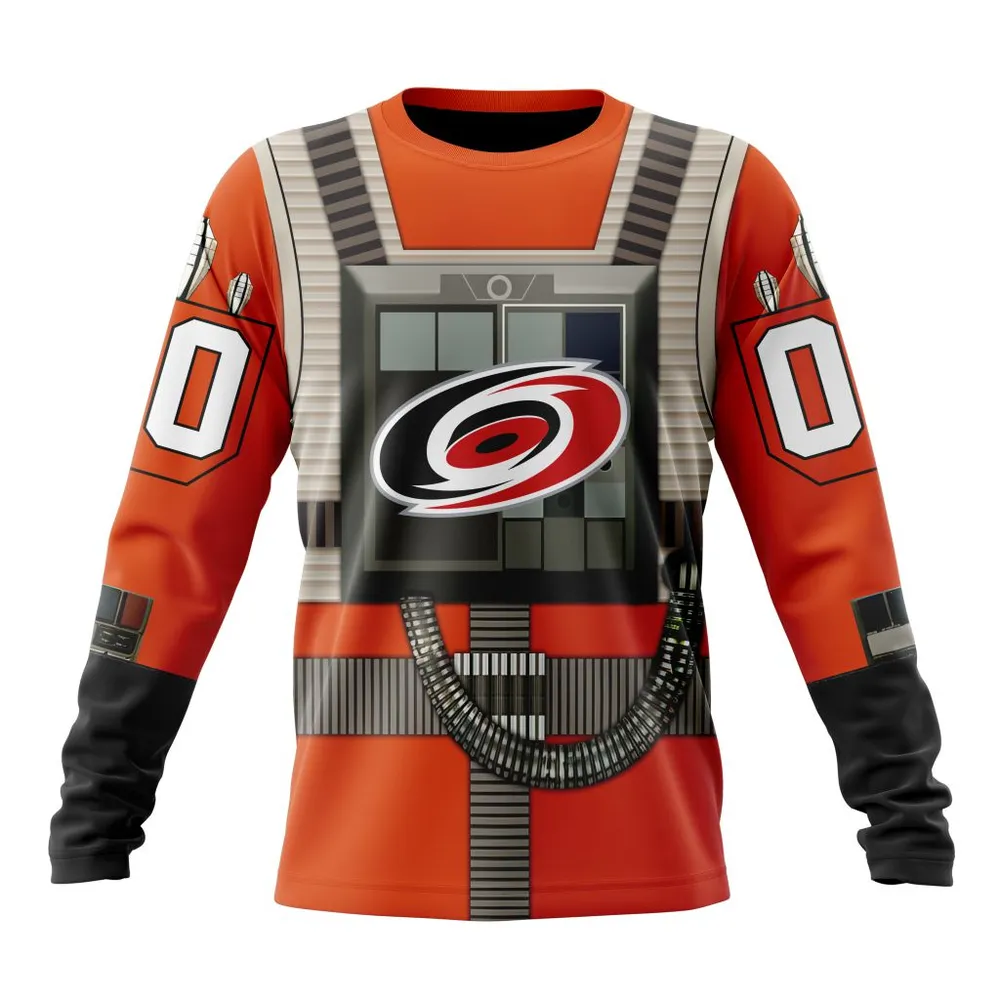 NHL Carolina Hurricanes Star Wars Rebel Pilot Design St2201 Long Sleeved Sweatshirt 