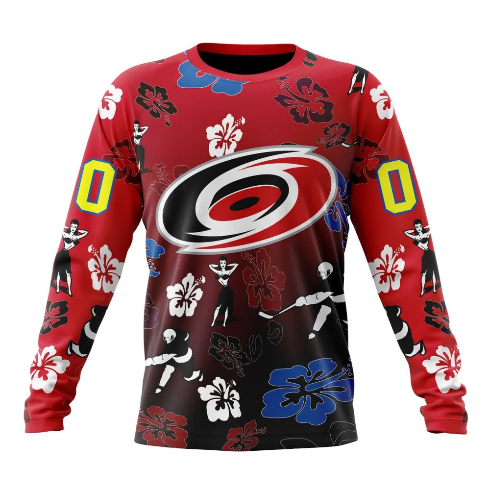 NHL Carolina Hurricanes X Hawaii Specialized Design For Hawaiia V0122 Long Sleeved Sweatshirt 