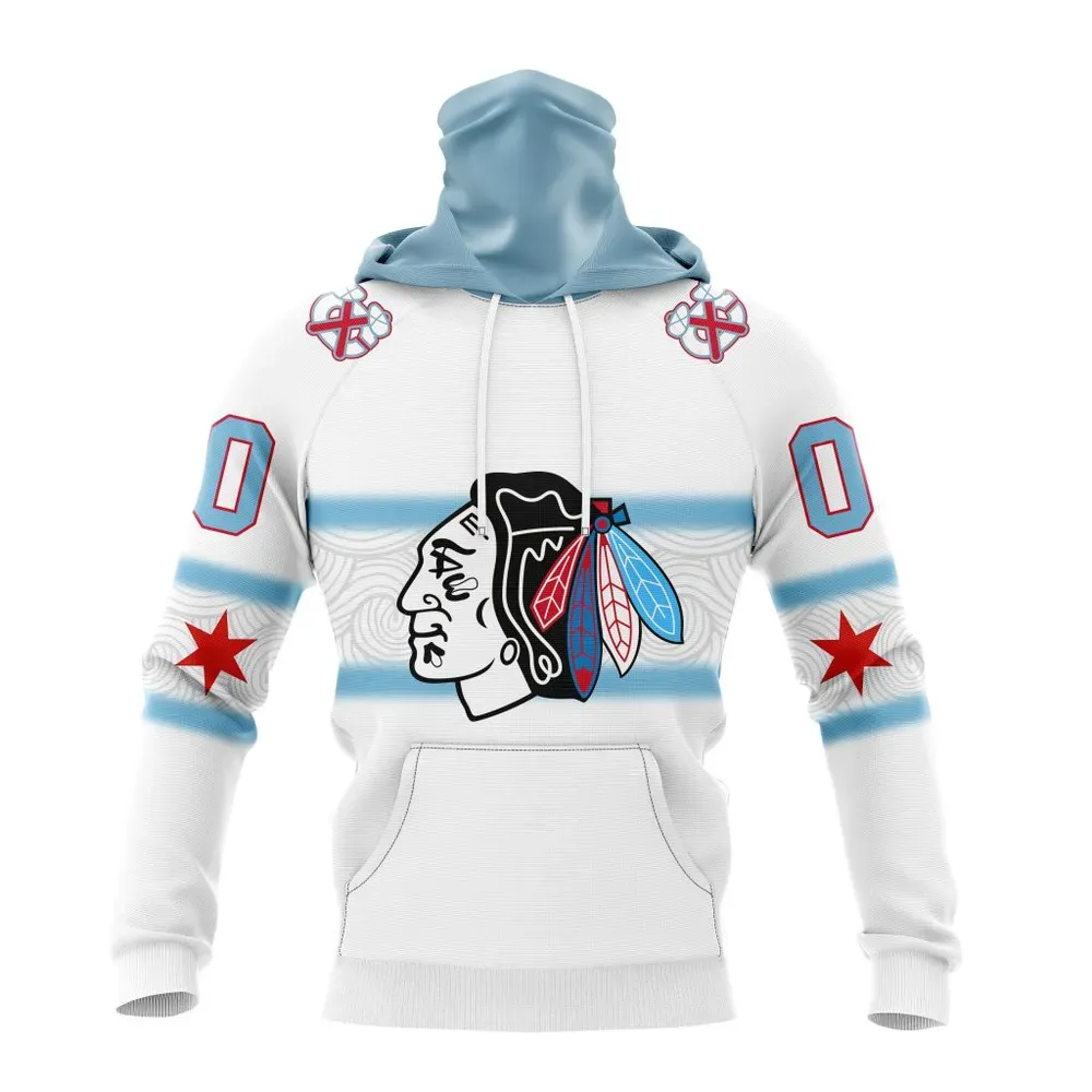 NHL Chicago Blackhawks Personalize Gradient Series Concept St2301 Mask Hoodie