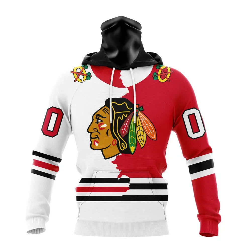 NHL Chicago Blackhawks Personalize Home Mix Away Kits Mask Hoodie