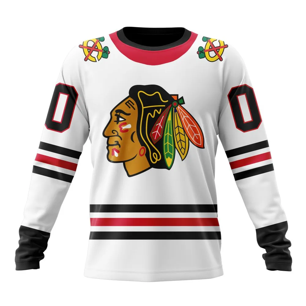 NHL Chicago Blackhawks Personalized Away Kits Long Sleeved Sweatshirt 