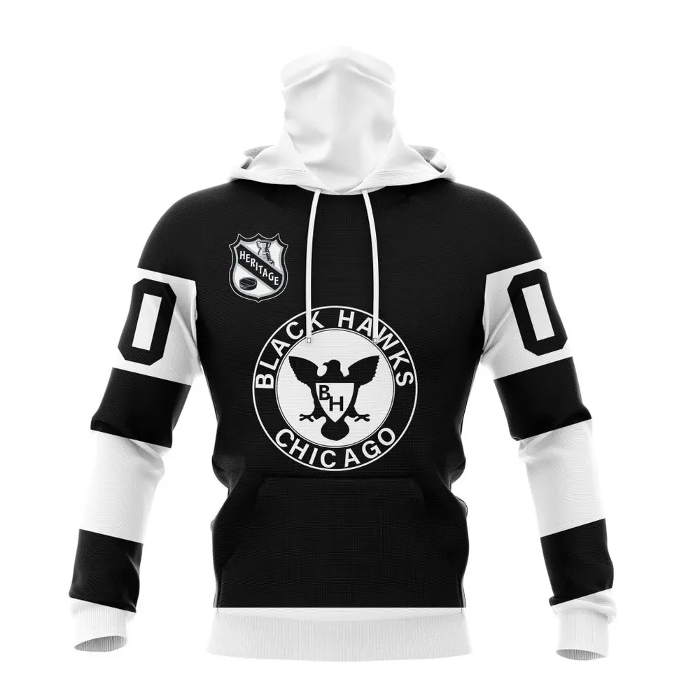 NHL Chicago Blackhawks Personalized Heritage Design St2401 Mask Hoodie