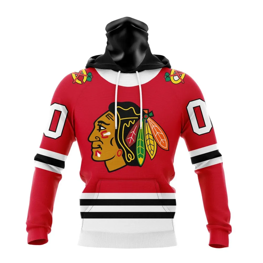 NHL Chicago Blackhawks Personalized Home Kits Mask Hoodie