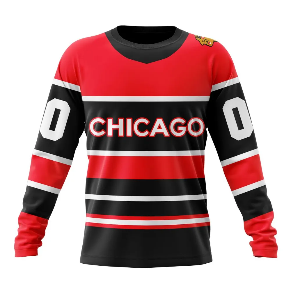 NHL Chicago Blackhawks Reverse Retro Kits Long Sleeved Sweatshirt 