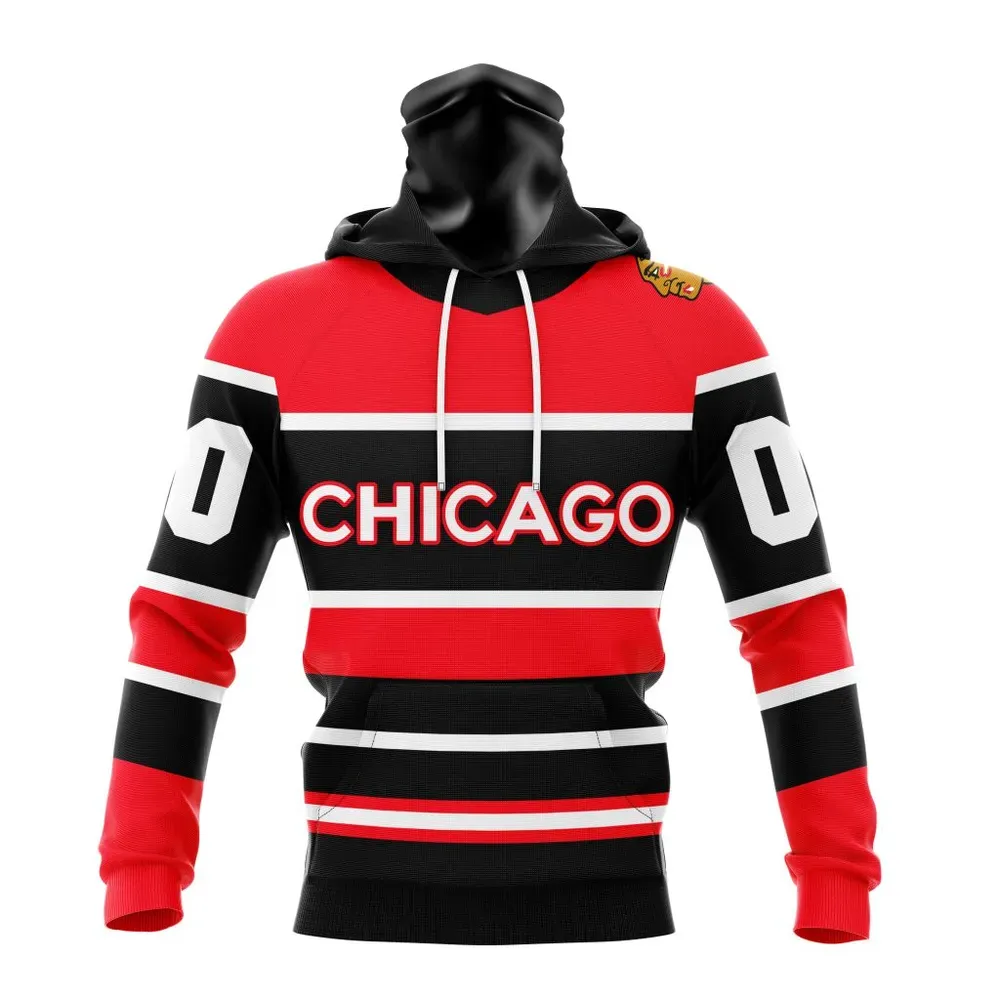 NHL Chicago Blackhawks Reverse Retro Kits Mask Hoodie