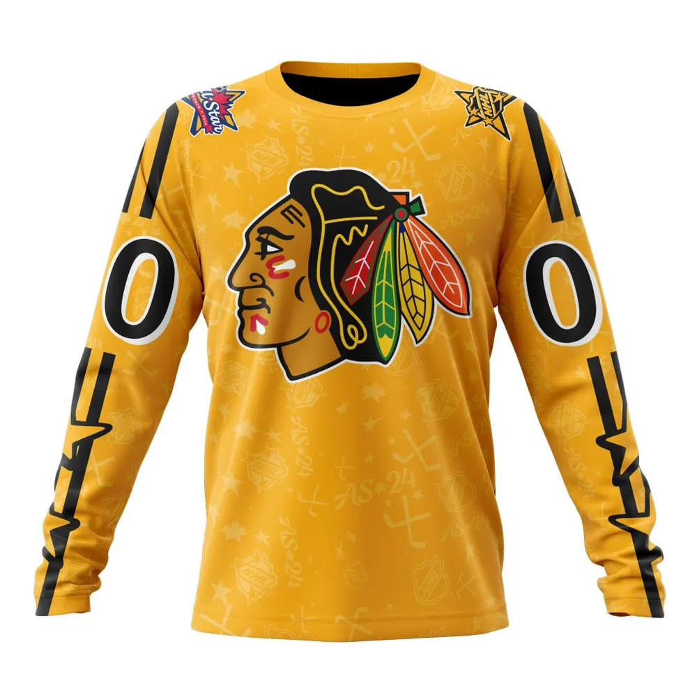 NHL Chicago Blackhawks Special 2024 All-Star Game Design St2401 Long Sleeved Sweatshirt 