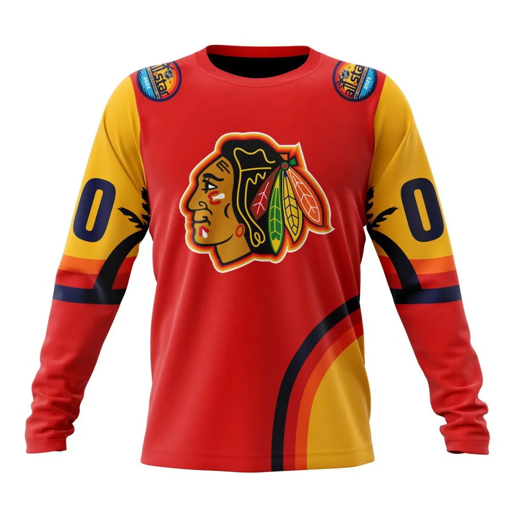 NHL Chicago Blackhawks Special All-Star Game Design With Florida Sunset Long Sleeved Sweatshirt 