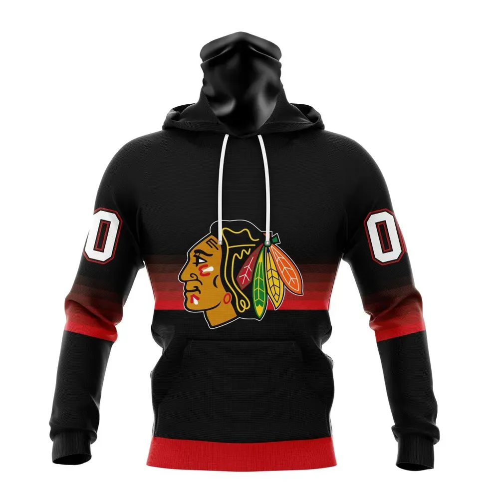 NHL Chicago Blackhawks Special Black And Gradient Design St2301 Mask Hoodie