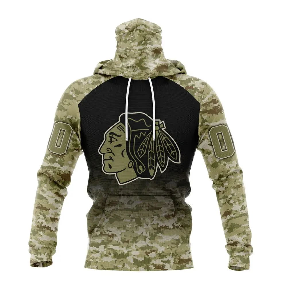 NHL Chicago Blackhawks Special Camo Design For Veterans Day St2302 Mask Hoodie