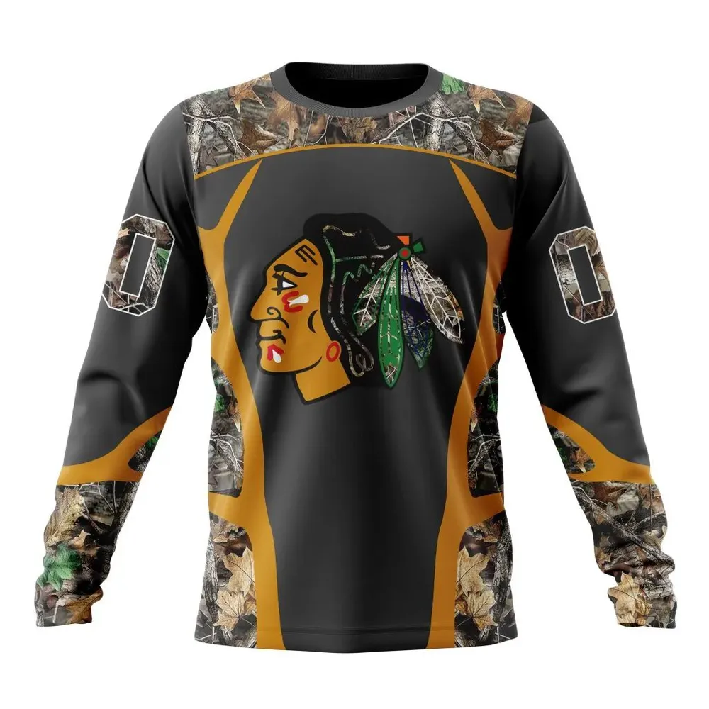 NHL Chicago Blackhawks Special Camo Hunting Design V2302 Long Sleeved Sweatshirt 